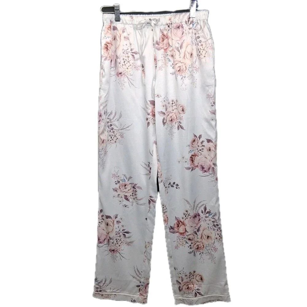 Le Rose Pajama Satin Pants Rose Motif Size XS Cottagecore Feminine